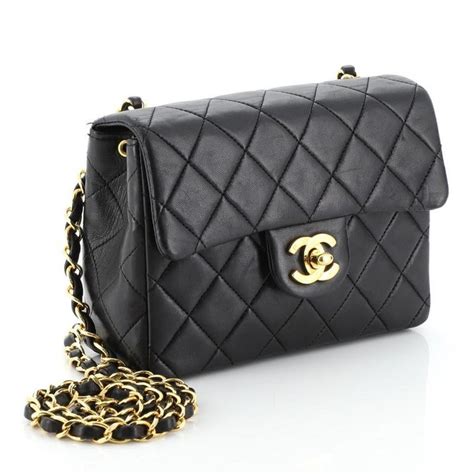 Mini classic handbag, Lambskin, black — Fashion .